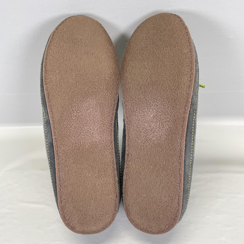 L.L.Bean Slippers Womens Size 8 Gray Suede Fleece Lined Perforated Slip On Moc - Picture 8 of 10